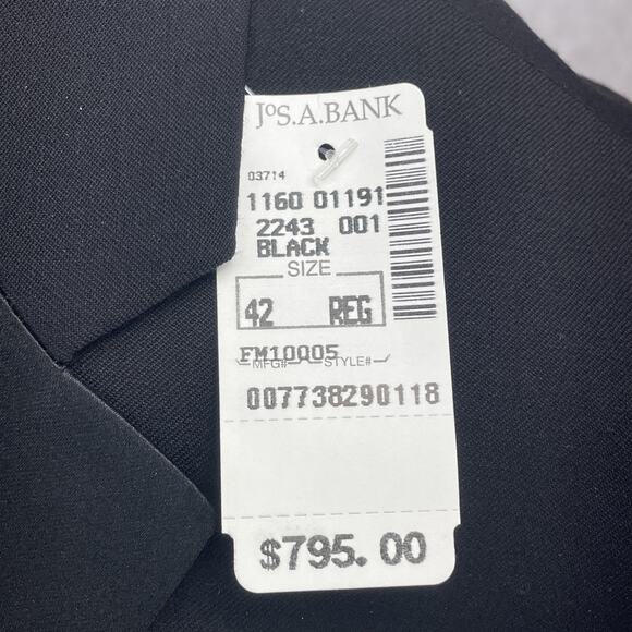 Jos A Bank Travelers Men’s 42R Black Tuxedo Dinner Jacket Tailored Fit $795 NWT - Picture 3 of 9
